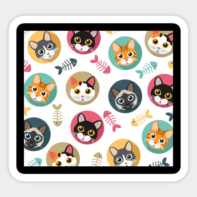 Pattern cute cats lover Sticker by Flipodesigner